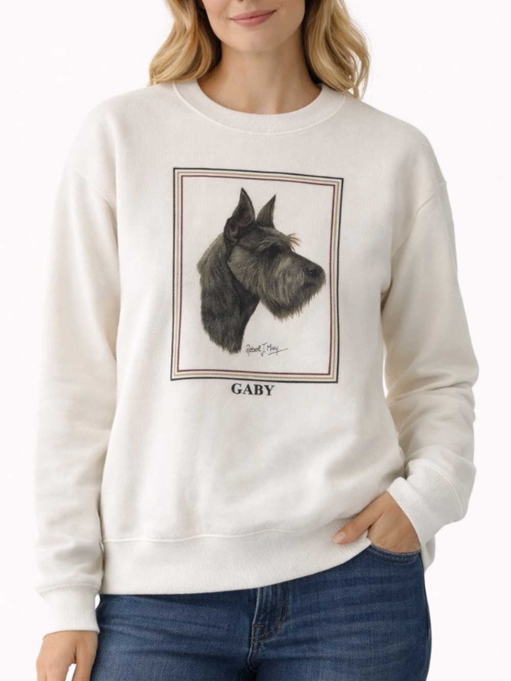 Vintage Dog Scottish Terrier White 1980s Large Crewneck Animal Lover Sweatshirt